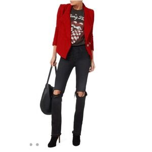 495 NWT IRO Intermix Mira Poppy Jacket in Red Cotton Size M FR38